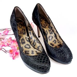 Talbots Black Calf Hair Animal Print Pumps Size 7.5
